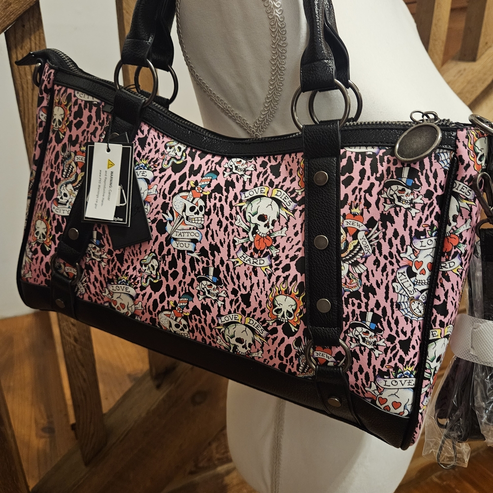 Ed Hardy Pink and Black Women's Bag With Straps - Picture 2 of 8